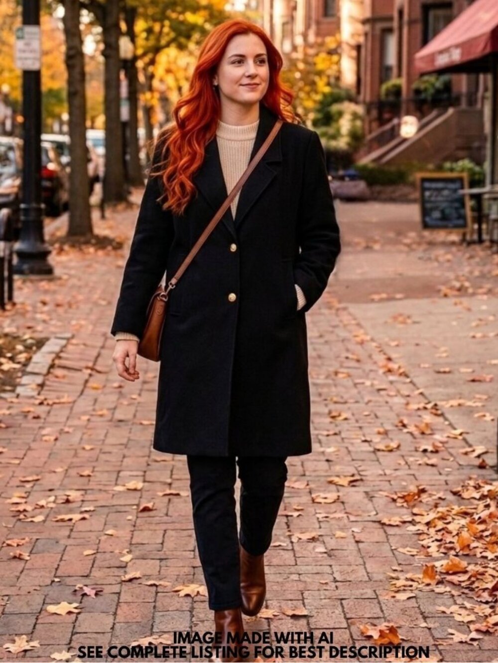 Vintage Wool Overcoat 8 Oversize Gold Crest Minimalist Goth Neutral 100% Wool